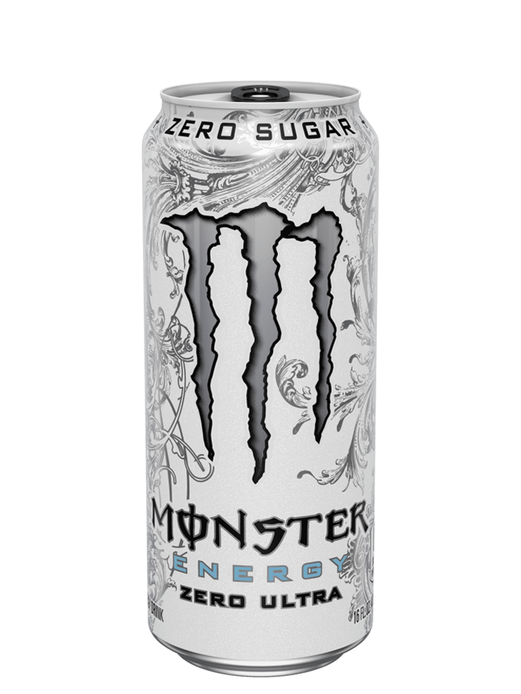 White Monster Energy Zero Ultra can, the road-trip passenger